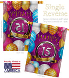 Happy 15th Anniversary - Family Special Occasion Vertical Impressions Decorative Flags HG115186 Made In USA