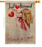 Just Married - Family Special Occasion Vertical Impressions Decorative Flags HG115222 Made In USA