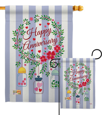 Happy Anniversary - Family Special Occasion Vertical Impressions Decorative Flags HG115103 Made In USA