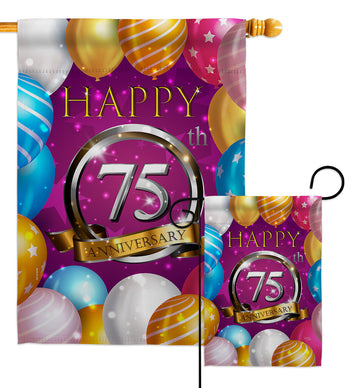 Happy 75th Anniversary - Family Special Occasion Vertical Impressions Decorative Flags HG115198 Made In USA