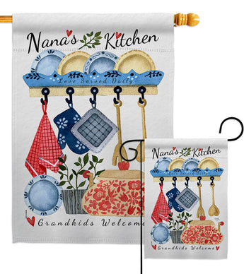 Nana's Kitchen - Family Special Occasion Vertical Impressions Decorative Flags HG115246 Made In USA