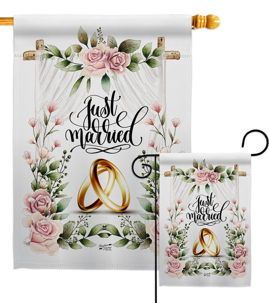 Wedding Rings - Family Special Occasion Vertical Impressions Decorative Flags HG137506 Made In USA
