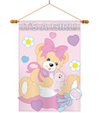 It's a Girl - Family Special Occasion Vertical Applique Decorative Flags HG115033