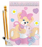 It's a Girl - Family Special Occasion Vertical Applique Decorative Flags HG115033