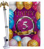 Happy 5th Anniversary - Family Special Occasion Vertical Impressions Decorative Flags HG115184 Made In USA