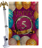 Happy 5th Anniversary - Family Special Occasion Vertical Impressions Decorative Flags HG115184 Made In USA