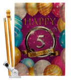 Happy 5th Anniversary - Family Special Occasion Vertical Impressions Decorative Flags HG115184 Made In USA