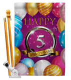 Happy 5th Anniversary - Family Special Occasion Vertical Impressions Decorative Flags HG115184 Made In USA