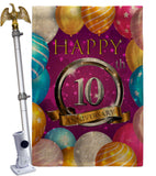 Happy 10th Anniversary - Family Special Occasion Vertical Impressions Decorative Flags HG115185 Made In USA