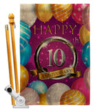 Happy 10th Anniversary - Family Special Occasion Vertical Impressions Decorative Flags HG115185 Made In USA