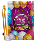 Happy 25th Anniversary - Family Special Occasion Vertical Impressions Decorative Flags HG115188 Made In USA