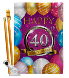 Happy 40th Anniversary - Family Special Occasion Vertical Impressions Decorative Flags HG115191 Made In USA