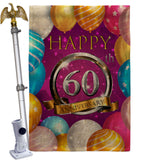 Happy 60th Anniversary - Family Special Occasion Vertical Impressions Decorative Flags HG115195 Made In USA