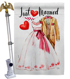 Just Married - Family Special Occasion Vertical Impressions Decorative Flags HG115222 Made In USA