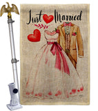 Just Married - Family Special Occasion Vertical Impressions Decorative Flags HG115222 Made In USA