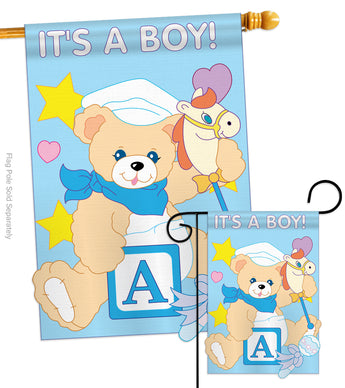 It's a Boy - Family Special Occasion Vertical Applique Decorative Flags HG115034