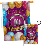 Happy 10th Anniversary - Family Special Occasion Vertical Impressions Decorative Flags HG115185 Made In USA