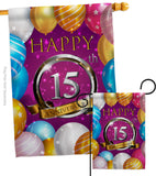 Happy 15th Anniversary - Family Special Occasion Vertical Impressions Decorative Flags HG115186 Made In USA