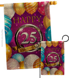 Happy 25th Anniversary - Family Special Occasion Vertical Impressions Decorative Flags HG115188 Made In USA