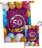 Happy 50th Anniversary - Family Special Occasion Vertical Impressions Decorative Flags HG115193 Made In USA