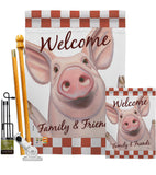 Welcome Piggy - Farm Animals Nature Vertical Impressions Decorative Flags HG110125 Made In USA