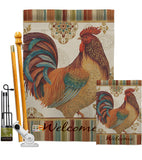 Welcome Rooster - Farm Animals Nature Vertical Impressions Decorative Flags HG110127 Made In USA