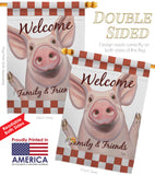 Welcome Piggy - Farm Animals Nature Vertical Impressions Decorative Flags HG110125 Made In USA