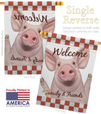 Welcome Piggy - Farm Animals Nature Vertical Impressions Decorative Flags HG110125 Made In USA