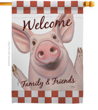 Welcome Piggy - Farm Animals Nature Vertical Impressions Decorative Flags HG110125 Made In USA