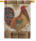 Welcome Rooster - Farm Animals Nature Vertical Impressions Decorative Flags HG110127 Made In USA