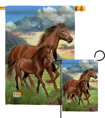 Americana Horse - Farm Animals Nature Vertical Impressions Decorative Flags HG110066 Made In USA