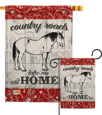 Country Roads Hores - Farm Animals Nature Vertical Impressions Decorative Flags HG110120 Made In USA