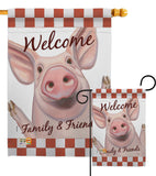 Welcome Piggy - Farm Animals Nature Vertical Impressions Decorative Flags HG110125 Made In USA