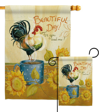 Beautiful Day Rooster - Farm Animals Nature Vertical Impressions Decorative Flags HG110133 Made In USA