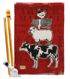 Barnyard Friends - Farm Animals Nature Vertical Impressions Decorative Flags HG110123 Made In USA