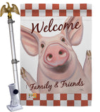 Welcome Piggy - Farm Animals Nature Vertical Impressions Decorative Flags HG110125 Made In USA