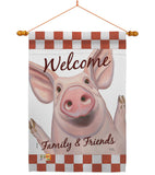 Welcome Piggy - Farm Animals Nature Vertical Impressions Decorative Flags HG110125 Made In USA