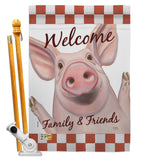 Welcome Piggy - Farm Animals Nature Vertical Impressions Decorative Flags HG110125 Made In USA