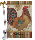 Welcome Rooster - Farm Animals Nature Vertical Impressions Decorative Flags HG110127 Made In USA