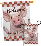 Welcome Piggy - Farm Animals Nature Vertical Impressions Decorative Flags HG110125 Made In USA