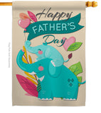 Elephant Daddy - Father's Day Summer Vertical Impressions Decorative Flags HG137351 Made In USA