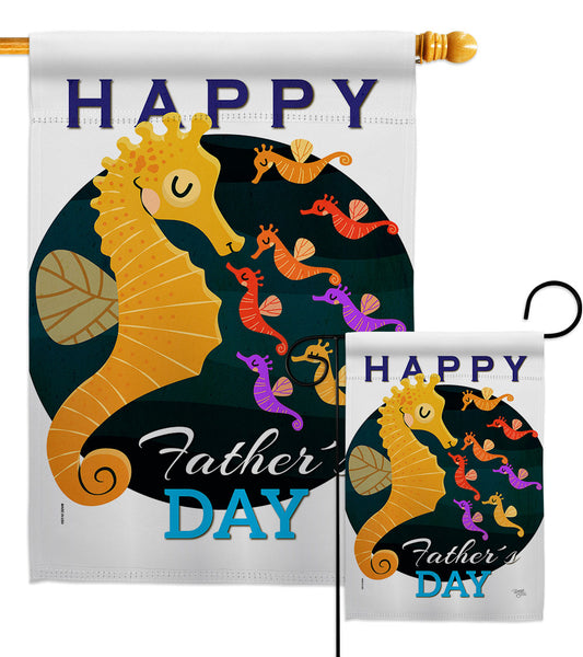 Seahorse Daddy - Father's Day Summer Vertical Impressions Decorative Flags HG115169 Made In USA