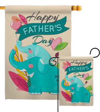 Elephant Daddy - Father's Day Summer Vertical Impressions Decorative Flags HG137351 Made In USA