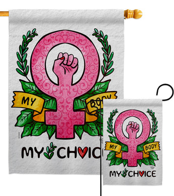 My Choice My Body - Support Inspirational Horizontal Impressions Decorative Flags HG190155 Made In USA