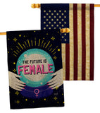 Future Is Female - Support Inspirational Horizontal Impressions Decorative Flags HG130390 Made In USA