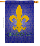 Bienvenue - Fleur De Lys Interests Vertical Impressions Decorative Flags HG118009 Made In USA