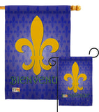 Bienvenue - Fleur De Lys Interests Vertical Impressions Decorative Flags HG118009 Made In USA