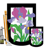 Iris - Floral Spring Vertical Applique Decorative Flags HG104052