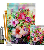 Bright Hibiscus - Floral Spring Vertical Impressions Decorative Flags HG104125 Made In USA