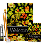 Yellow Welcome Floral - Floral Garden Friends Vertical Impressions Decorative Flags HG120011 Made In USA